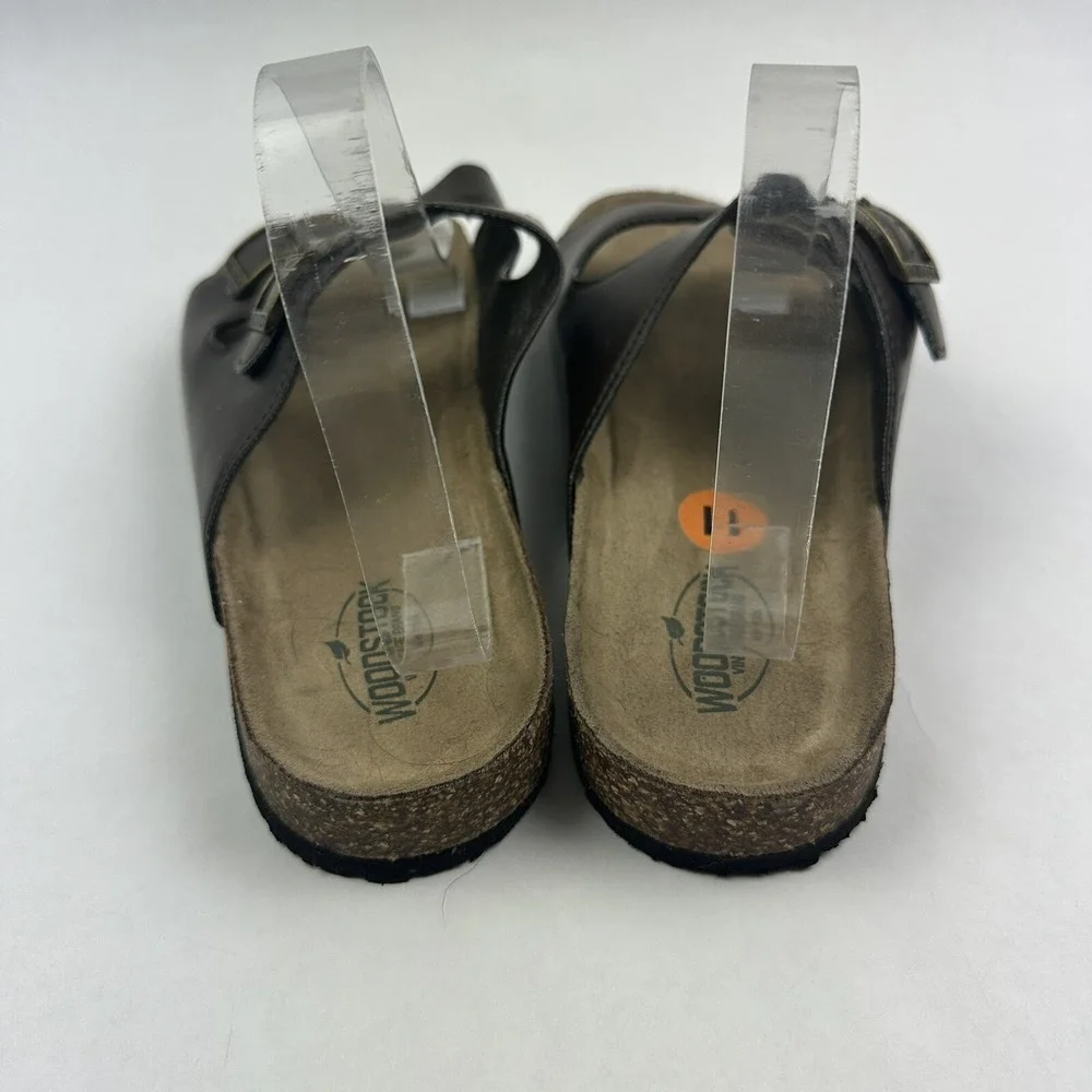 Woodstock Vintage Brand Slide Sandals Mens 11 Brown Double Buckle Cork Footbed